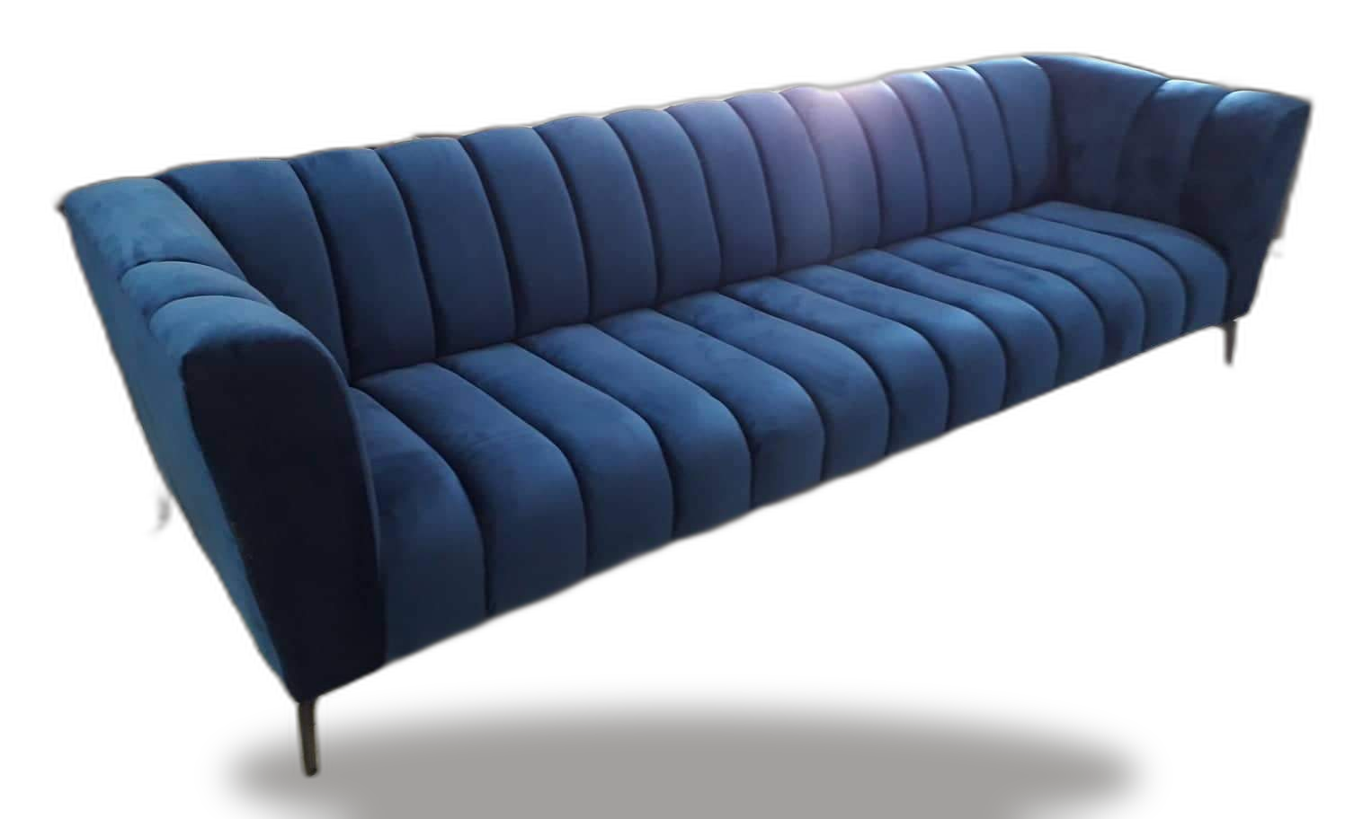 Navy Channel-Tufted Sofa
